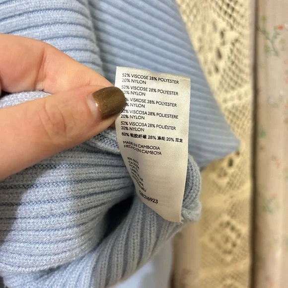 Anthropologie Oversized Ribbed Light Blue Boatneck Sweater XS - Picture 3 of 4